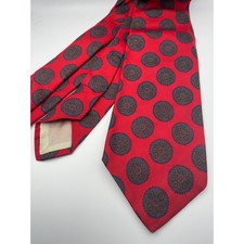 Brooks Brothers Makers Red Silk Medallion Tie Printed in England Geometric Mens