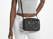 Michael Kors Jet Set East West Large Crossbody Black MK Signature NEW WITH TAG