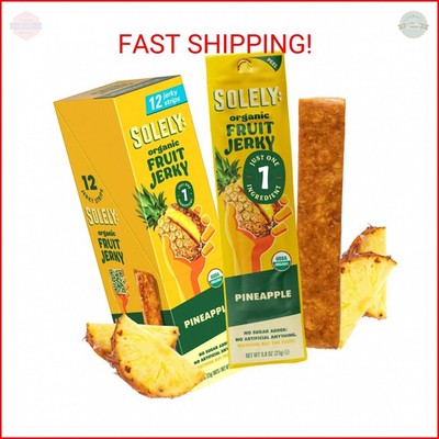 SOLELY - Organic Pineapple Fruit Jerky  12 Individually Wrapped Strips - Fruit