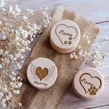 Personalized Wooden Pet Memorial Box Custom Name Hair Teeth Keepsake Storage Gif