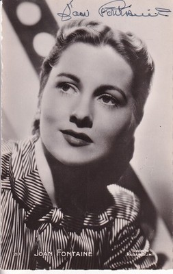 Joan Fontaine - aus ''Rebekka''  - alte französische Karte - original signiert