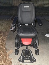 Pride Power Wheelchair Joystick Control Black Seat Red Base 6 Wheels Electric