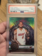 2025 Topps Basketball MVP-8 LeBron James Mvp Vault Green Rainbow 13/99 Psa 9