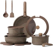 CAROTE 17PCS Pots & Pans Set Non Stick w/ Detachable Handle Oven Dishwasher Safe