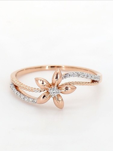 Rose Gold Plated 925 Sterling Silver Floral Ring Elegant Vine Band Wedding Gift