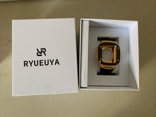 RYUEUYA Apple Watch Case Gold Stainless Steel Rubber Band Luxury 44mm
