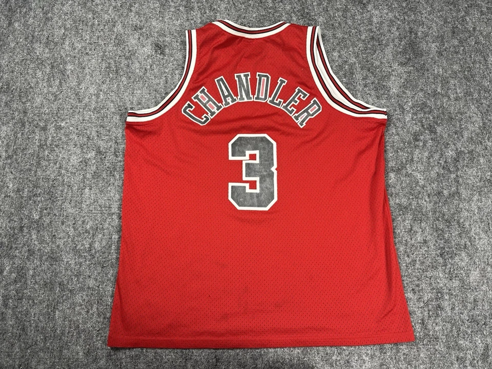 Camiseta Nike vintage de los Chicago Bulls para hombre 2XL L+2 roja Tyson CHANDLER #3 cosida años 80 Foto 3 de 4
