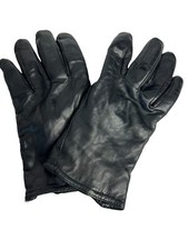 Vtg Soft Leather Driving Style Gloves 1980s Moto knit lined Black- broken in