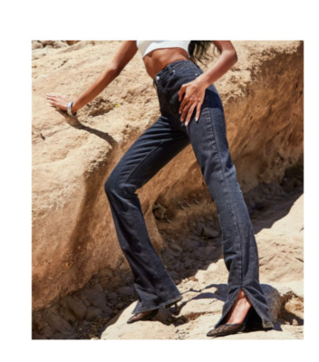 FashionNova Jeans Womens 20 Black SuperNova Side Split Straight Leg Baggy Y2K