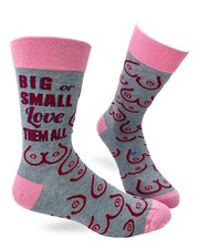 Fabdaz "Big or Small Love Them All" Breast Lovers Funny Men's Novelty Crew Socks