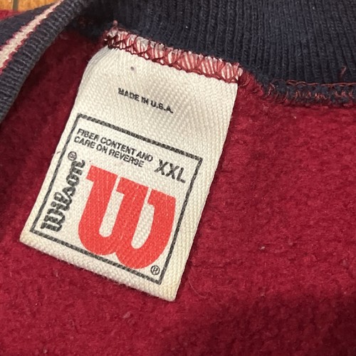 Vintage Wilson athleticwear XXL embroidered ringer sweatshirt Red Navy White USA - Picture 5 of 7