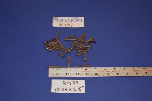 29 Vintage 12-24" x 1 1/4" Slotted Round Head Steel Machine Screws/Bolts - Picture 3 of 4