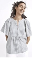 NWT XXS Madewell MC769 Courtyard Flutter Sleeve Top Stripe Blouse