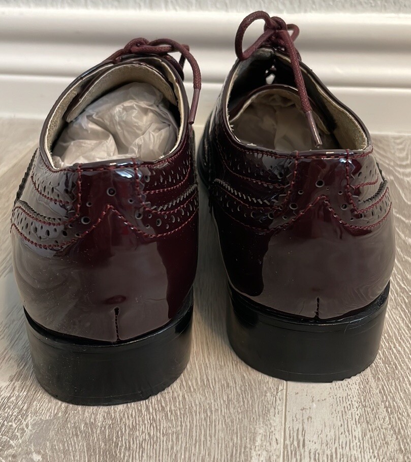 NEW Wanted Babe Burgundy Patent Lace Up Oxfords 10 $109 | eBay display picture 2