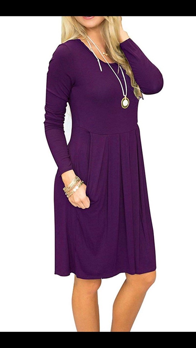 I2Crazy Women'S Casual Dress Pleated Loose Swing T-Shirt Dresses With  Pockets L