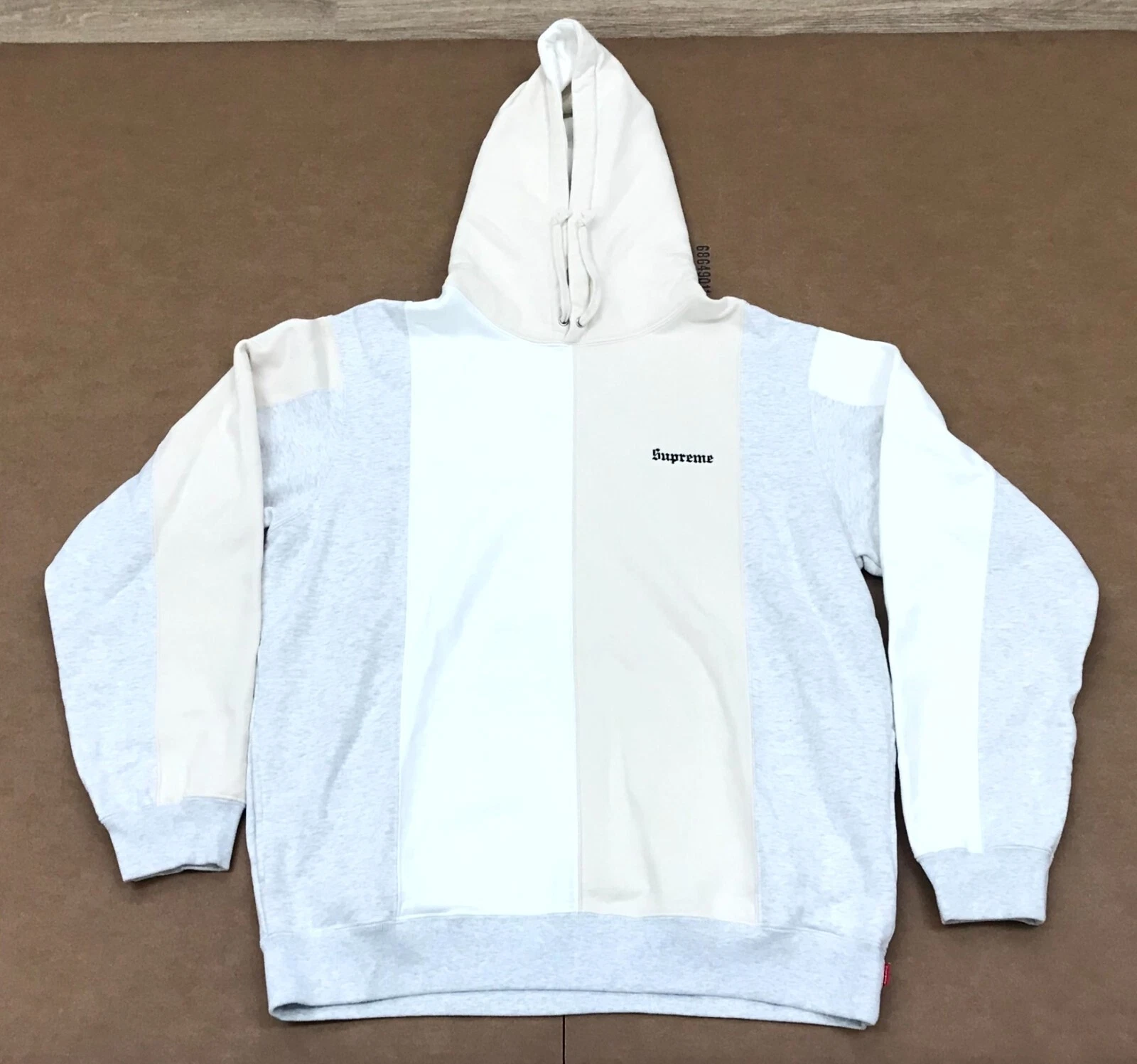 SWEAT SHIRT À CAPUCHE LOGO SUPREME COULEUR BLOQUÉ BLANC GRIS BRUN TAILLE XL (15/17)