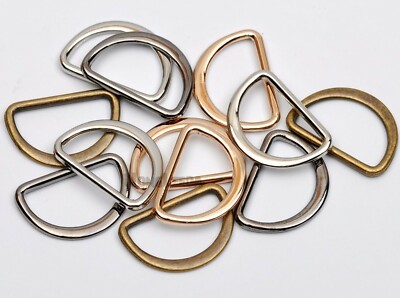 Kleine D-Ringe VERSCHWEISST Schnallen 12mm hoch x 20mm breit ~ Messing, Silber, Schwarz, Gold