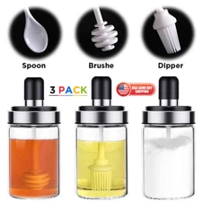 Glass Spice Jars Seasoning Storage Box With Lids Spoon Home Kitchen Bottle Set