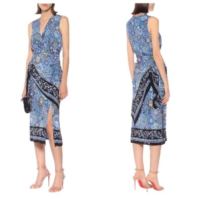 Altuzarra NWT Sade Wrap Effect Draped Printed Silk Dress In Flax Flower Size 36