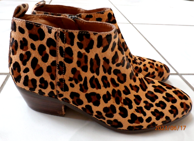 J.CREW Size 7 Animal Print SAWYER CALF HAIR womens Ankle  J. Crew Sawyer Leopard Print Calf Hair Ankle Boots Haircalf‎ Booties 8.5 main image 0