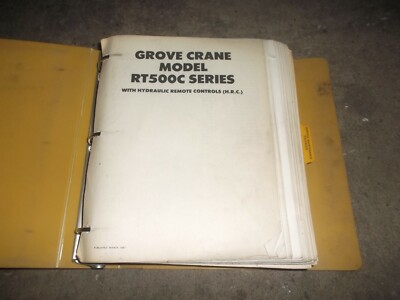 Grove RT500C Rough Terrain Crane Factory Parts Catalog Manual | eBay