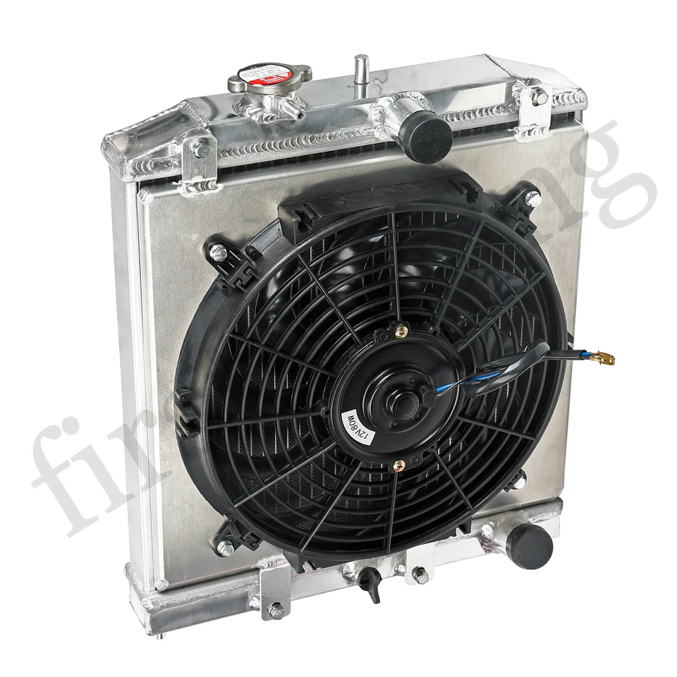 2Row 34mm Aluminum Radiator Shroud Fan For 92-00 Honda Civic Del Sol EK Integra — 第 3/4 张图片