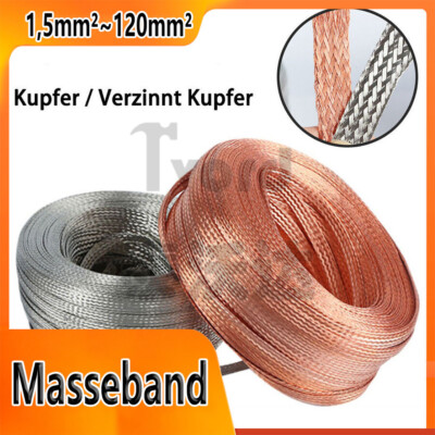 Masseband 1,5mm² 2,5mm² 4mm²~ 120mm² Kupfer Kabelschuh Kupfergeflecht Kupferband