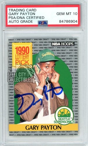 Gary Payton 1990-91 NBA Hoops Autograph RC Card #391 PSA/DNA 10