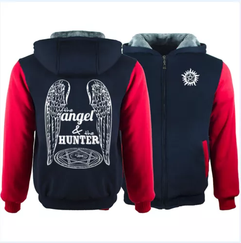 Supernatural Casual Hoodie Winter Fleece Coat Warm Jacket Full-Zip Sweatshirt - Bild 16 von 24