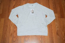 NWT Womens ACTIVE LIFE Heather Gray Stripe Active Sweater Shirt S Small