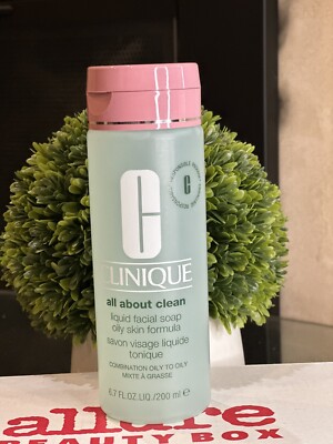 Clinique All About Clean Liquid Facial Soap Mild 6.7 oz For Dry Combination.