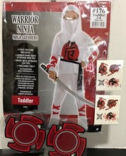 NINJA WARRIOR COSTUME - CHILD'S Toddler 3-4 Tattoos 2 Ninja Stars - NEW