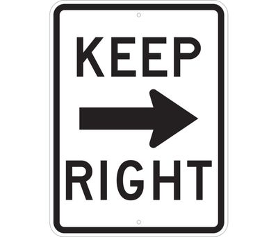 USA 弾痕看板　KEEP RIGHT Keep right stay to the right turn warning USA 12