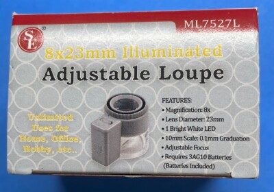 Sona Enterprises ML7527L 1-1/4'' 8x Illuminated Adjustable Focus Magnifier
