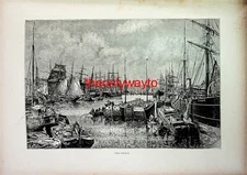 Port Of Antwerp. Belgium, Book Illustration (Print), 1895