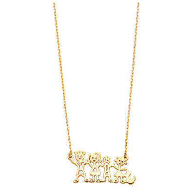 GOLD - 14K Yellow Gold Our Family Necklace - 17+1 display picture 1