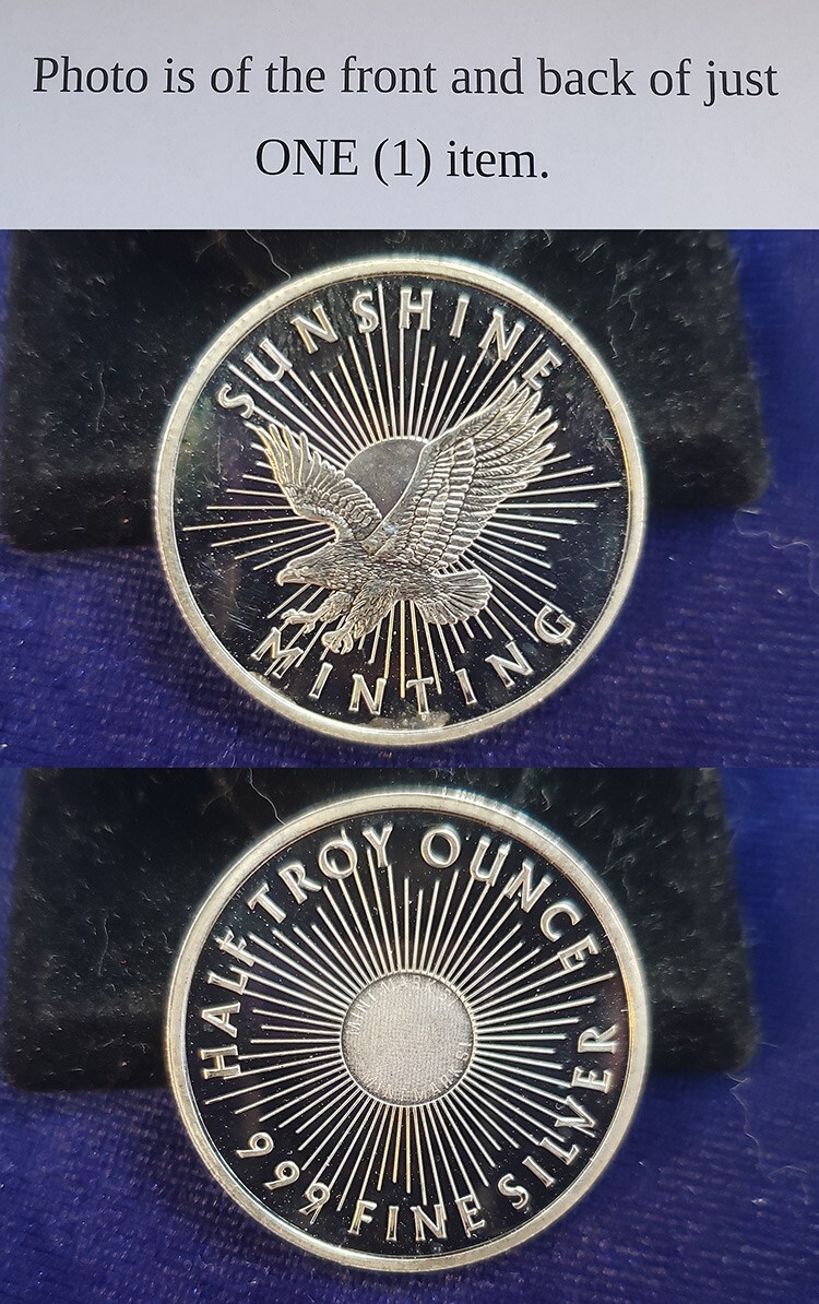 Sunshine Minting Fractional 1/2 Troy Oz .999 Fine Silver Art Round
