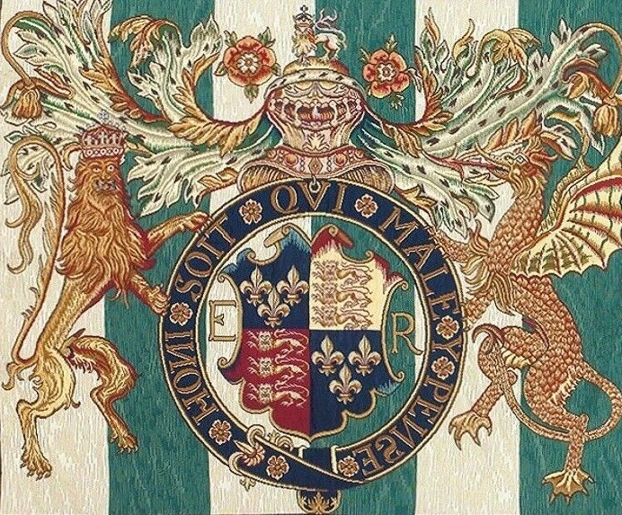 16TH CENTURY ROYAL ARMS OF ENGLAND LINED 32" 81CM X 70CM BELGIAN TAPESTRY, 13997 - Image 3 of 4