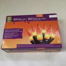 100 Count Halloween Electric Orange Light Set Indoor Outdoor New Open Box Tested