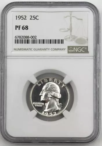 1952 PF 68 Washington 25C 90% Silver NGC *SL