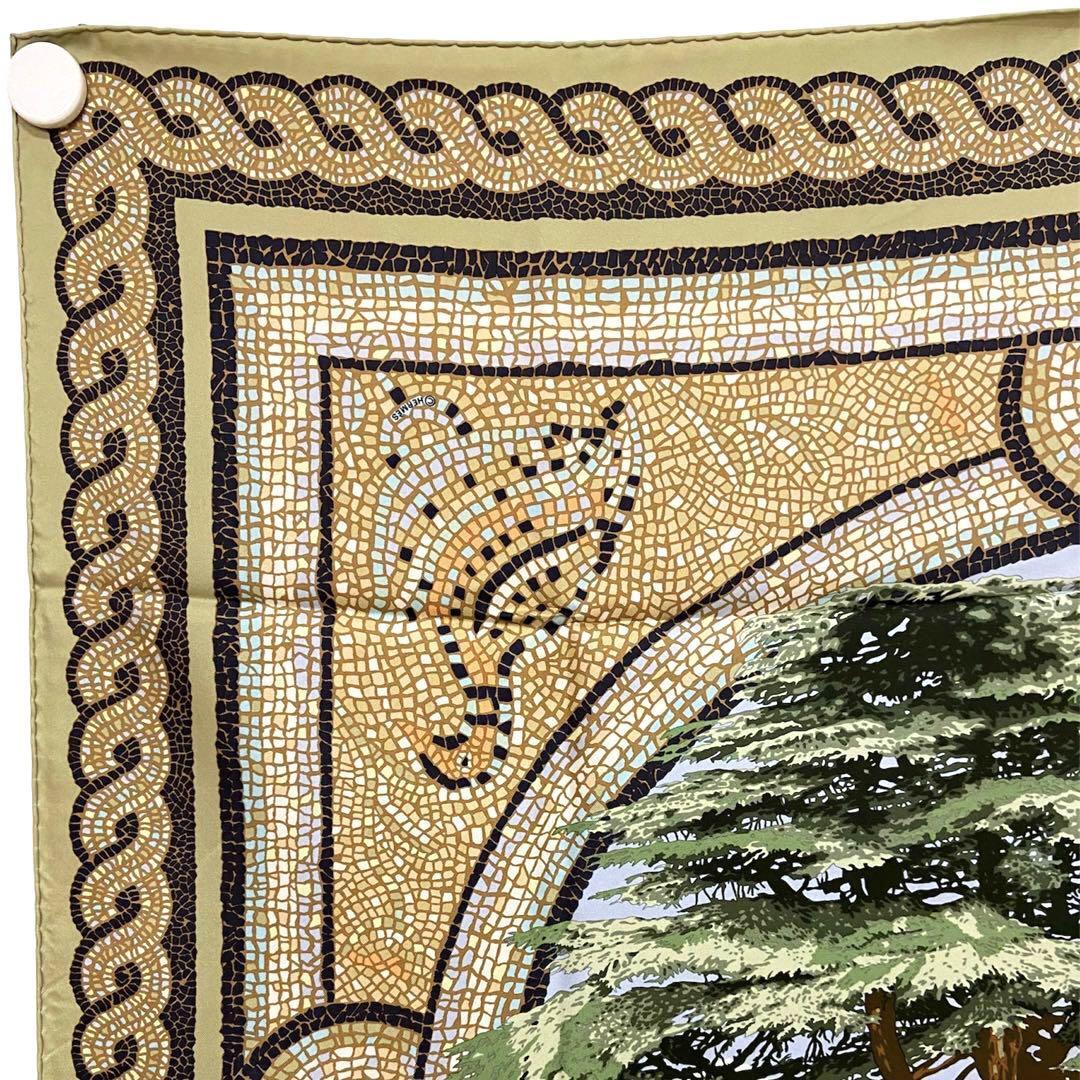 HERMES Carre 90 SOUS LE CEDRE Silk Scarf Brown 90cm Japan