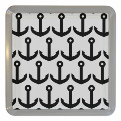 Anker Schwarz Muster Kunststoff Teeuntersetzer Bierdeckel Kunststoff (95mm x 95mm)