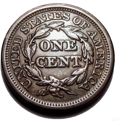 OLD US COINS 1847 LARGE CENT PENNY AU + HIGHGRADE EARLY COPPER N-38 R.1 D5-C. - Picture 2 of 2