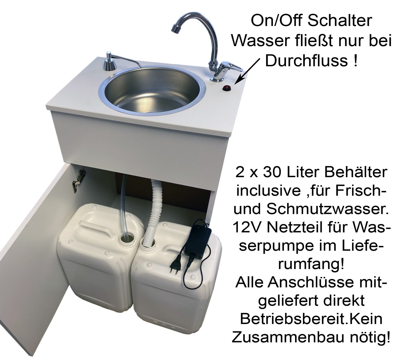 12V Mobile Spüle Handwaschbecken Campingbox Eurobox 10L 12V Mobile Spüle Handwaschbecken Campingbox Eurobox 10L