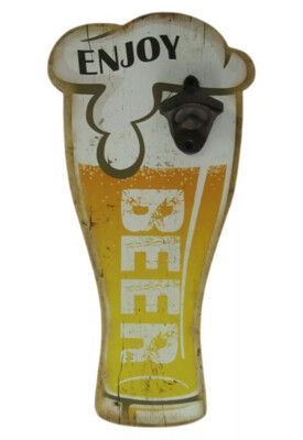 Wandschild mit offner Enjoy Beer Gastro Kneipe Bar 40x20cm
