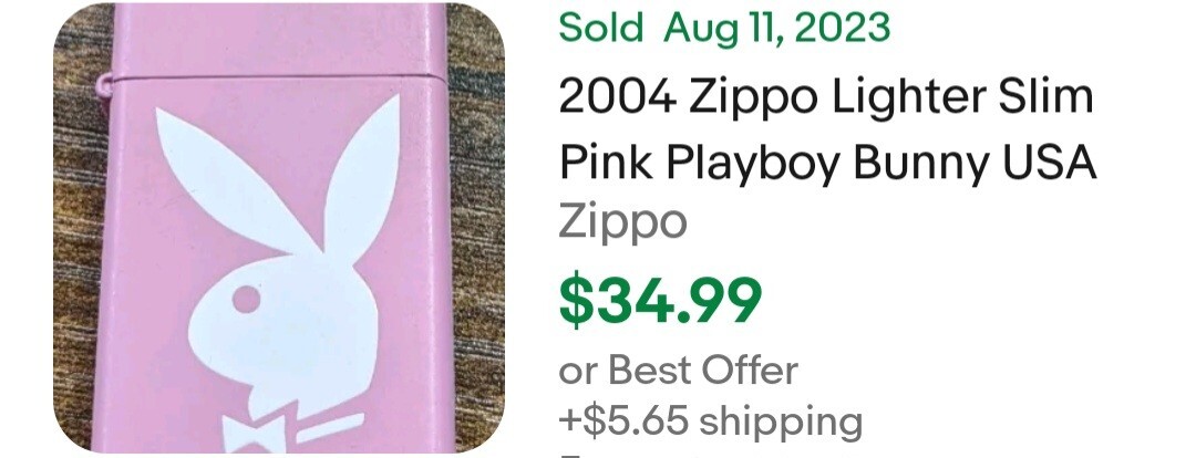2004 Zippo Lighter Slim Pink Playboy Bunny USA