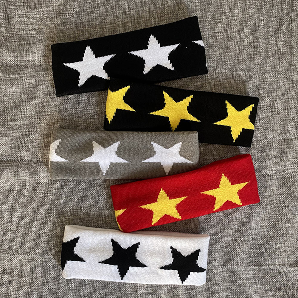 Black White Pentagram Hairband Outdoor Sports Hair Accessories Simple Vintage