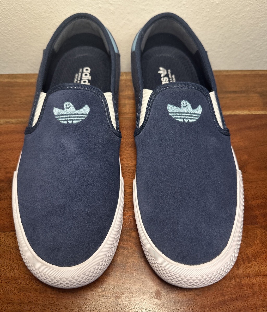 Adidas Shmoofoil Slip Shoes Navy Blue Suede Skateboarding Ghost