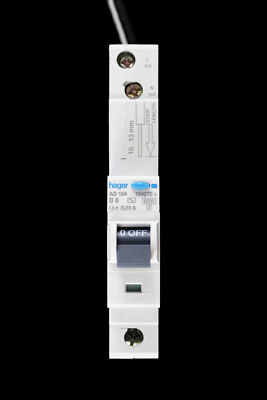 HAGER 6 AMP CURVE B 6kA 30mA RCBO TYP AC AD104 104270