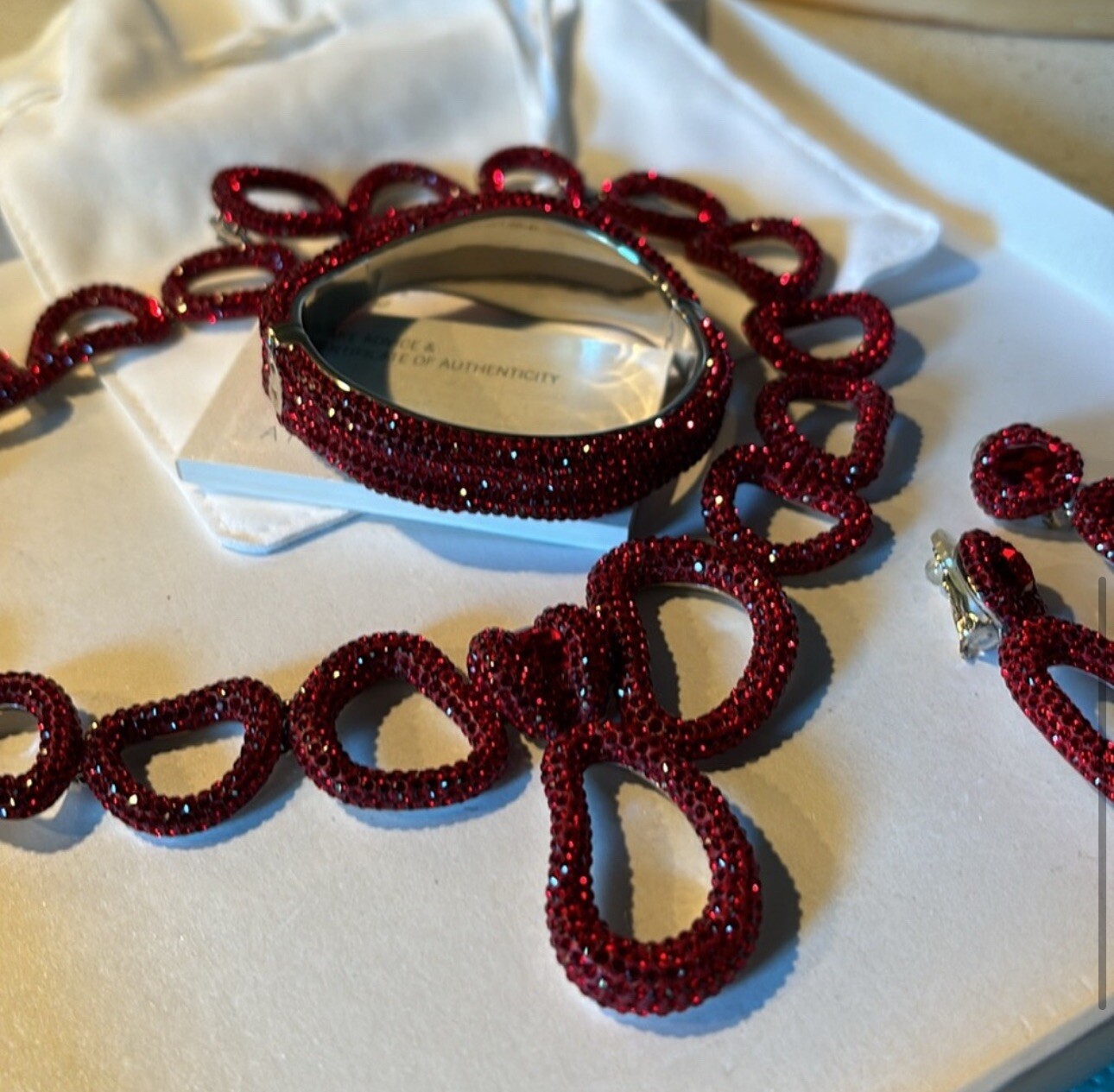 Authentic Swarovski Atelier Red Statement Necklac… - image 1